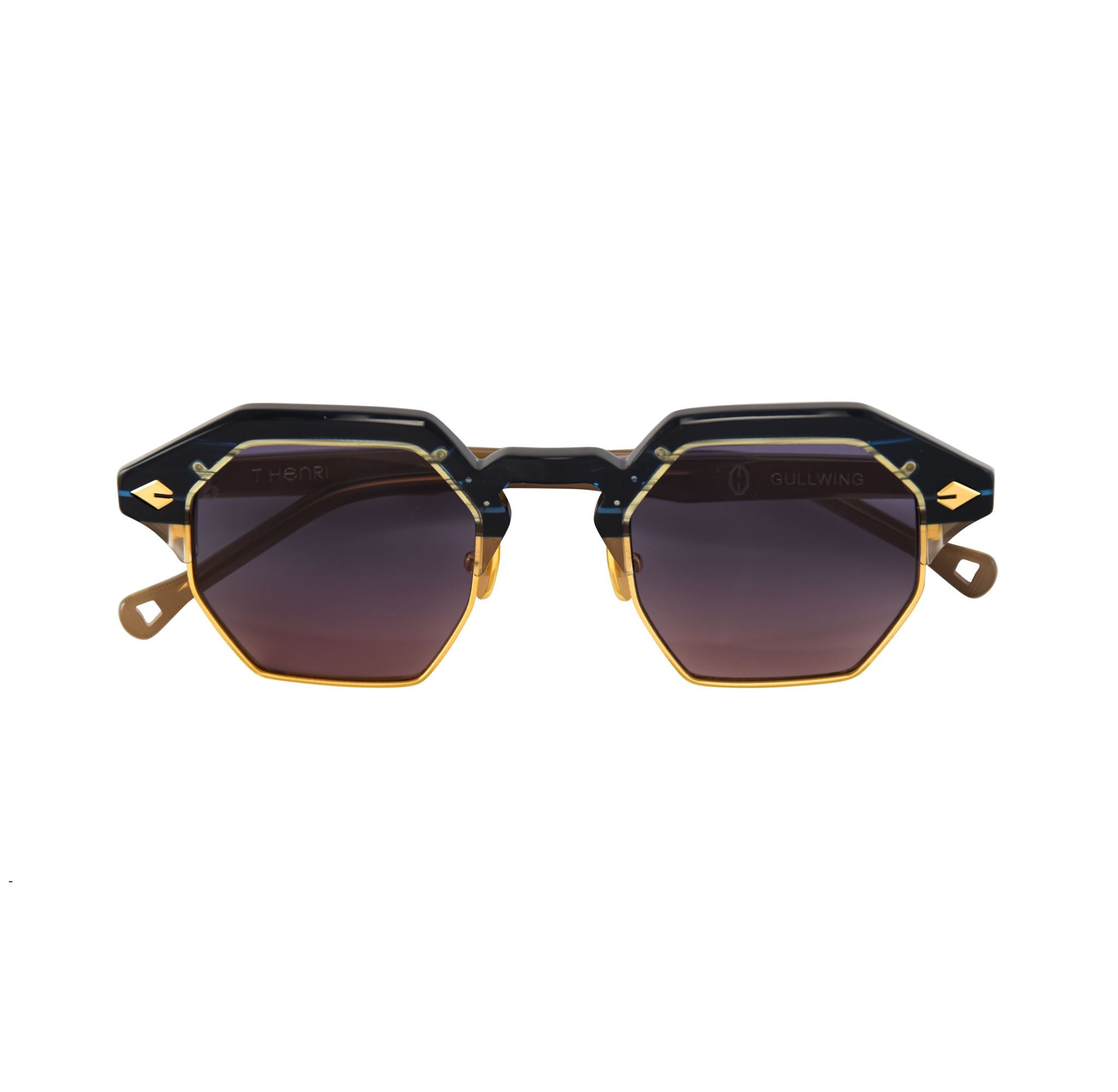 Blue Ocean & Gold Square Frameless Sunglasses