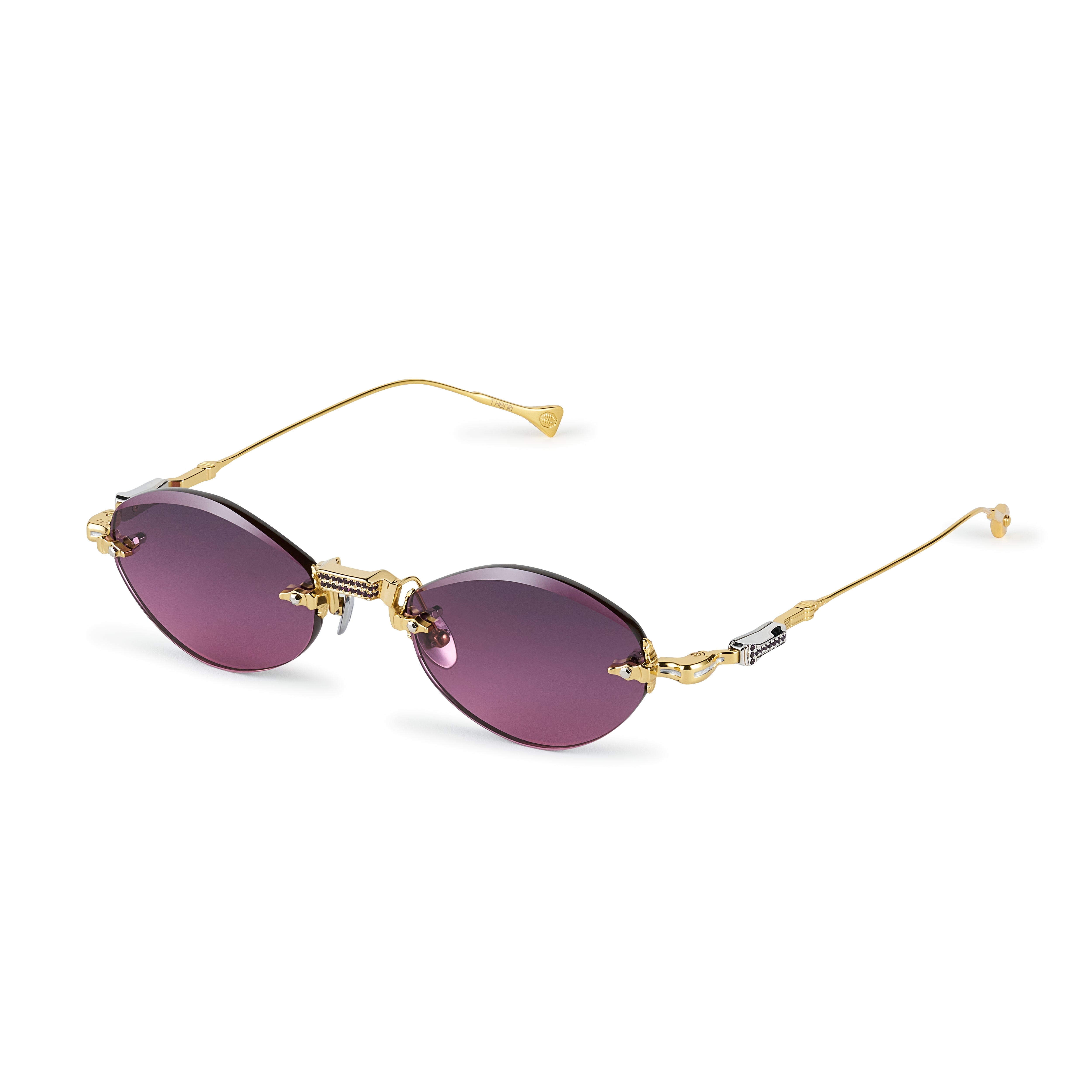 MOONBEAM | BESPOKE JEWEL FRAME | Amethyst Horizon - Natural Amethyst Sunglasses T HENRI 