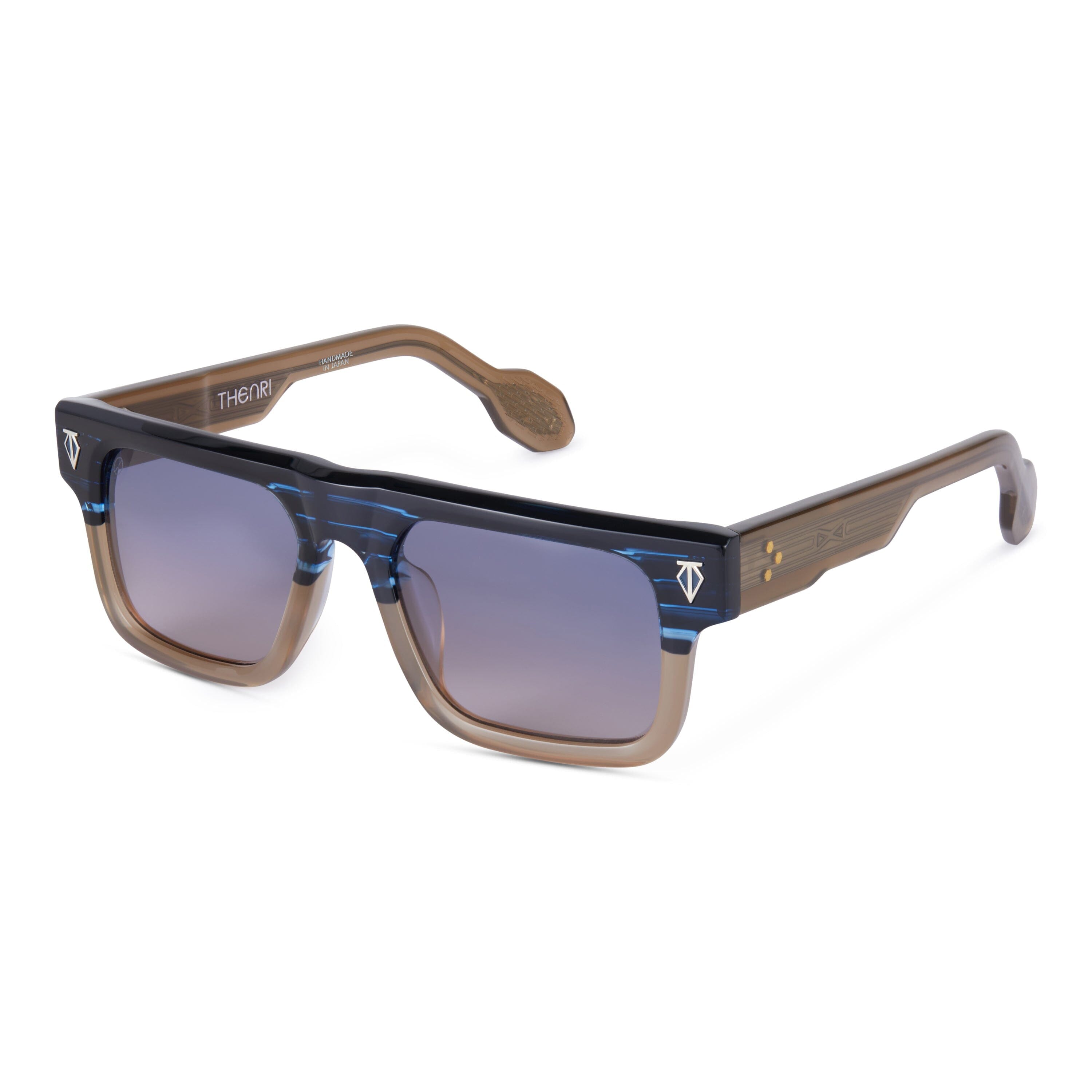 Lunettes De Soleil T Henri EVO Santorin - Bleu, Verres Dégradés Gris, état Parfait | Style Aviateur Homme